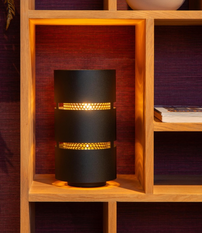 Stylowa lampka nocna Rosas w kolorach czerni i złota