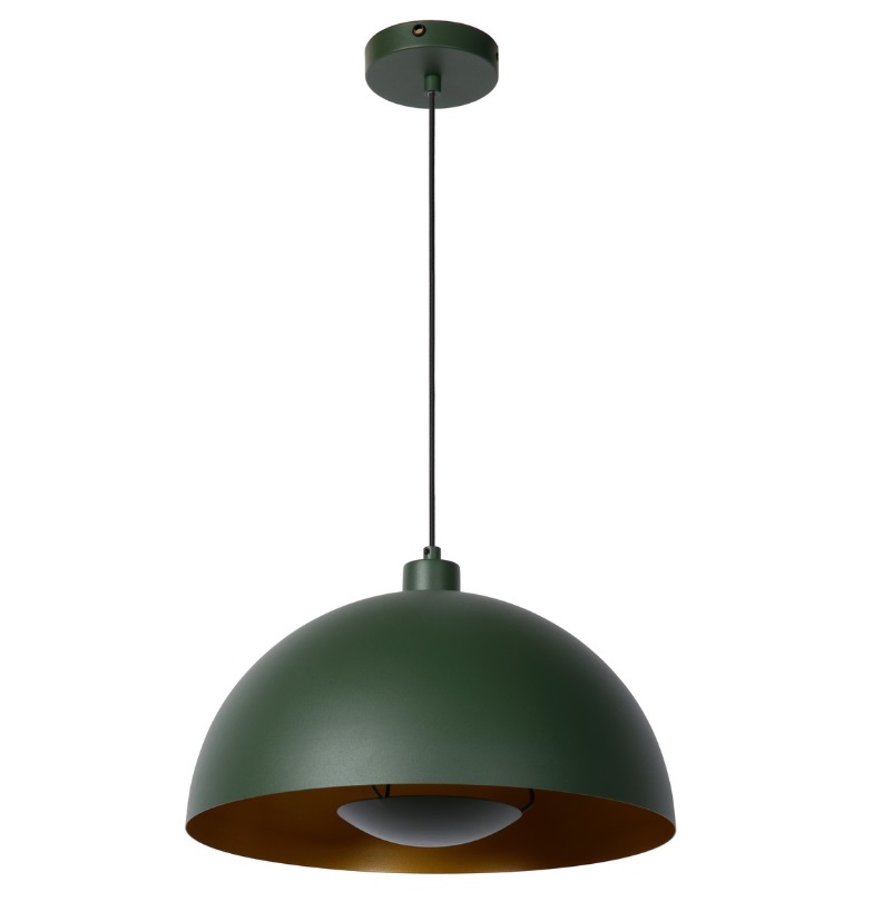 Zielona lampa wisząca Siemon w nowoczesnym stylu z efektem światła odbitego