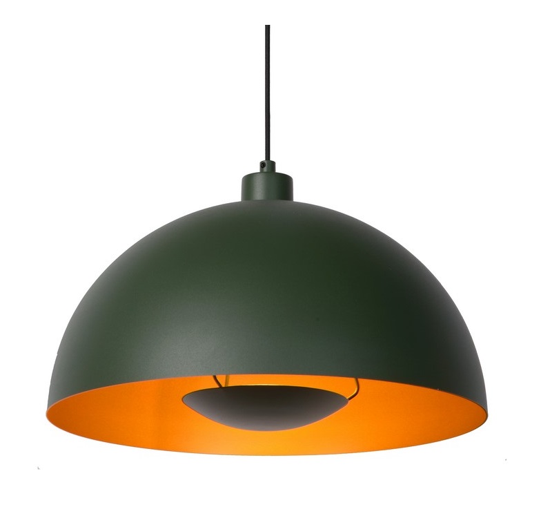 Zielona lampa wisząca Siemon w nowoczesnym stylu z efektem światła odbitego