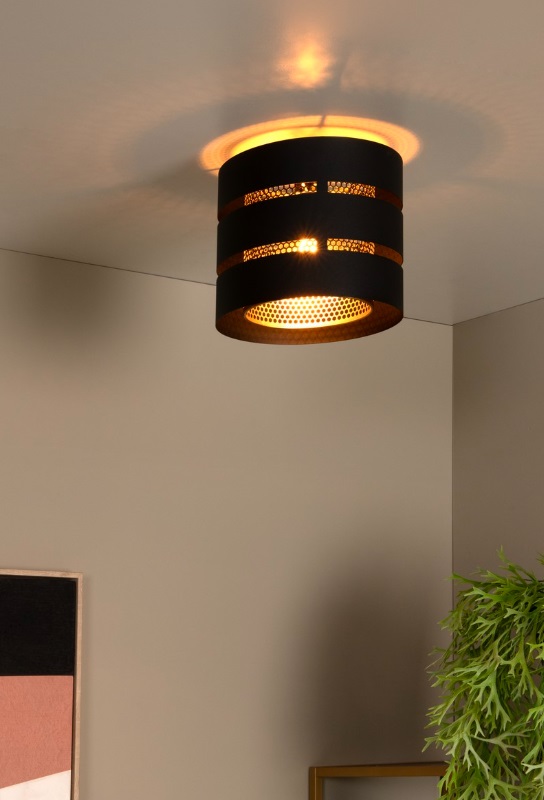 Plafon Rosas w nowoczesnym czarno-złotym wykończeniu