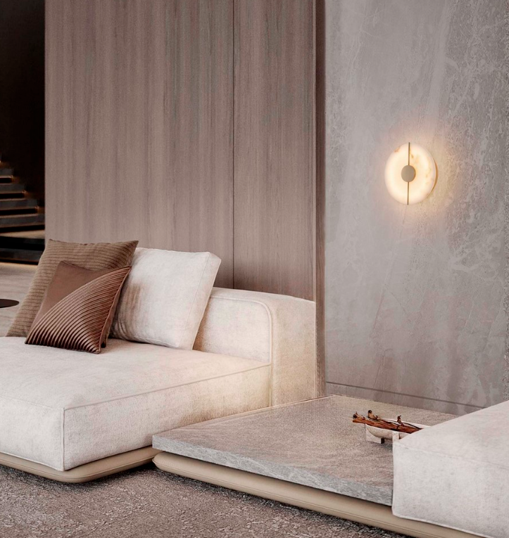 Stylowy kinkiet Lunalith w stylu art deco z marmurkowym szkłem