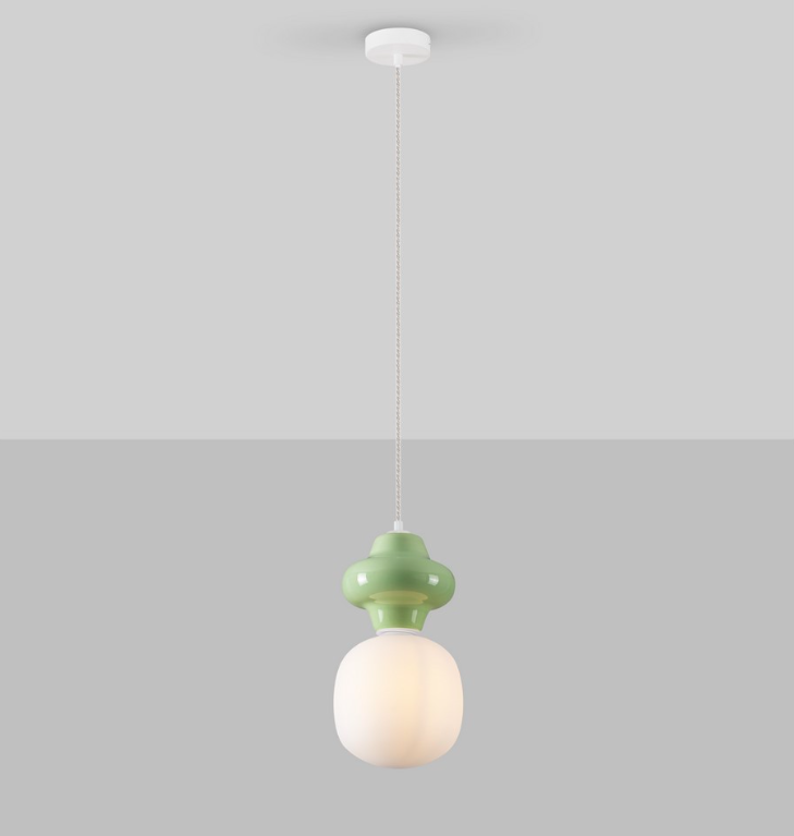 Wisząca lampa Colorella w odcieniu oliwkowej zieleni z ceramiki