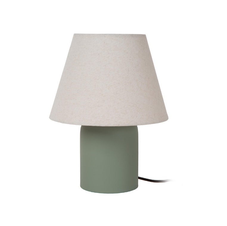Lampka nocna Macia w kolorze oliwkowym z lnianym kloszem