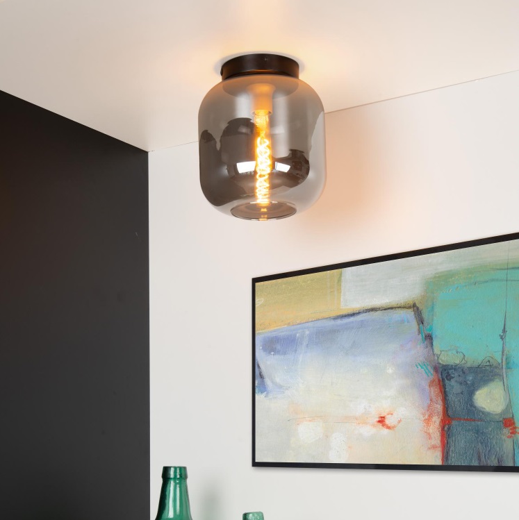 Lampa sufitowa Joanet 25 w szarym dymionym szkle