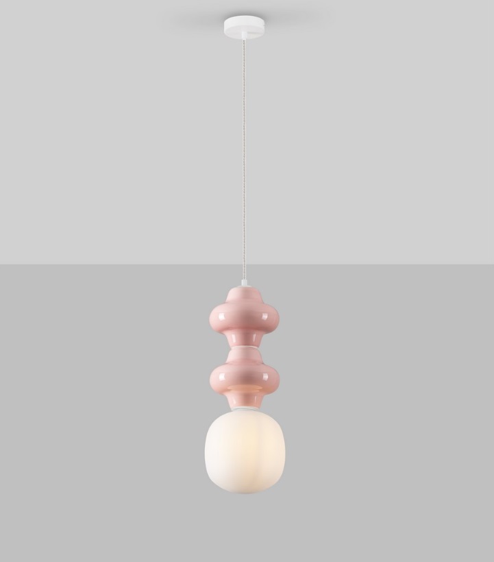 Lampa wisząca Colorella 2 w różowym, pastelowym odcieniu ceramiki