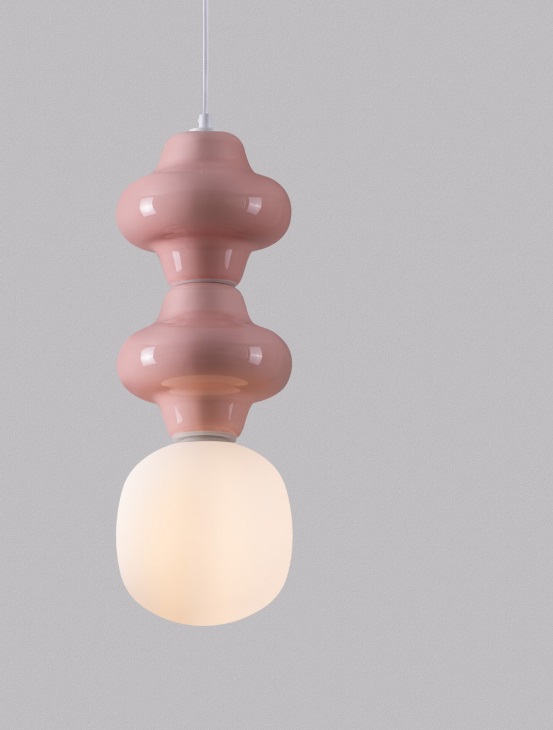 Lampa wisząca Colorella 2 w różowym, pastelowym odcieniu ceramiki