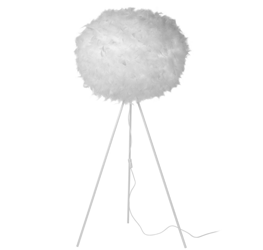 Biała lampa podłogowa w stylu skandynawskim z piór Goosy