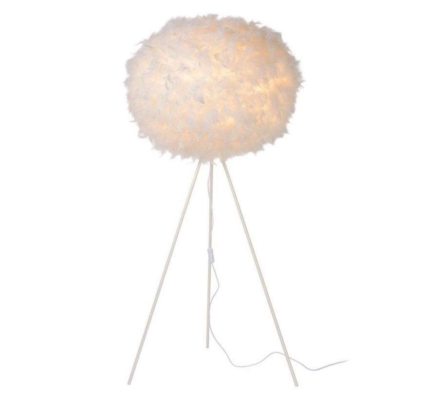 Biała lampa podłogowa w stylu skandynawskim z piór Goosy