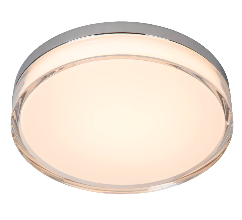 Lampa LED Plano 28 w kolorze srebrnym z przeźroczystym kloszem akrylowym do łazienki IP44