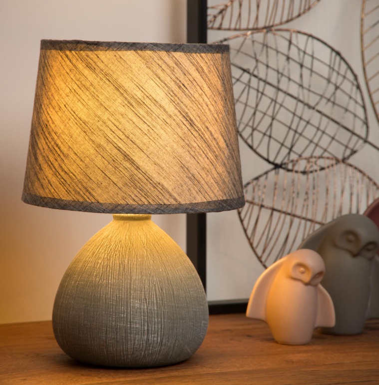 Ceramiczna lampa stołowa Ramzi w kolorze szarym do salonu