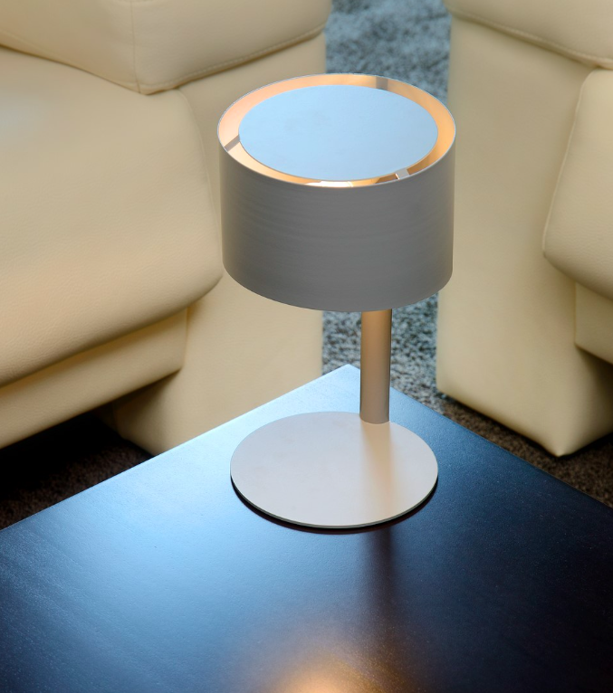 Nowoczesna lampka stołowa Knulle w kolorze szarym