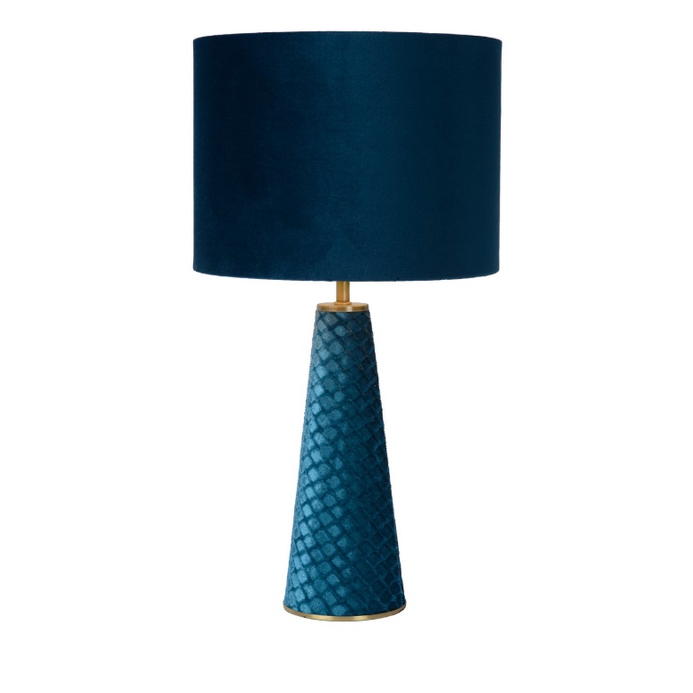 Lampa stołowa Velvet w kolorze turkusowym z materiałową podstawą