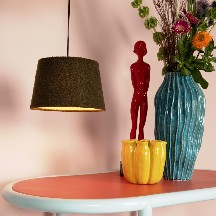 Włochata wisząca lampa z zielonej bawełny Woolly