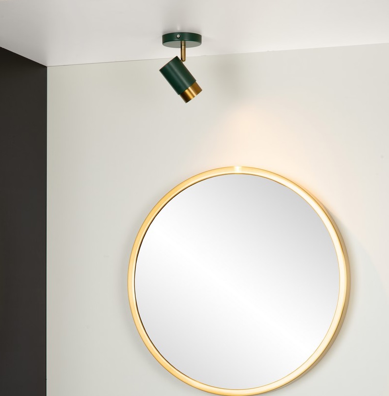 Ruchomy reflektor Floris w kolorze zielono-złotym do montażu sufitowego