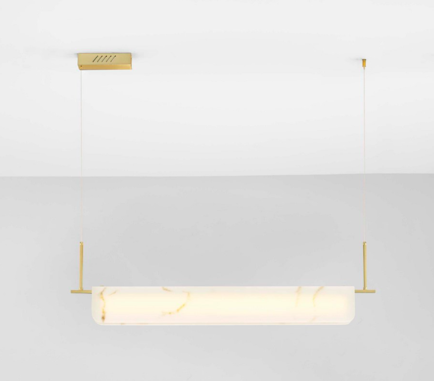Lampa wisząca Lunalith w złotym wykończeniu z marmurowym szkłem