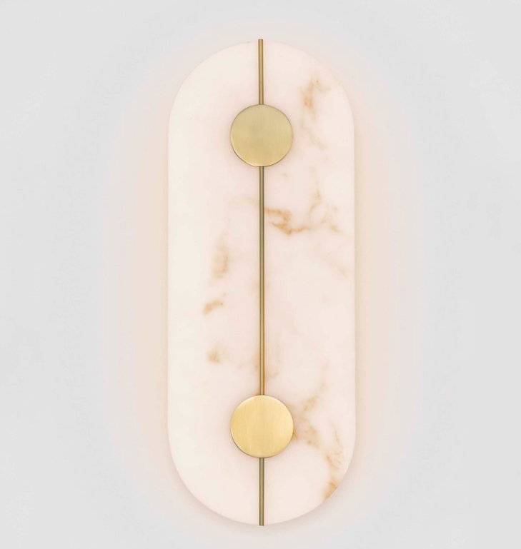 Kinkiet Lunalith 2 w złotym wykończeniu ze szklaną marmurową płytą