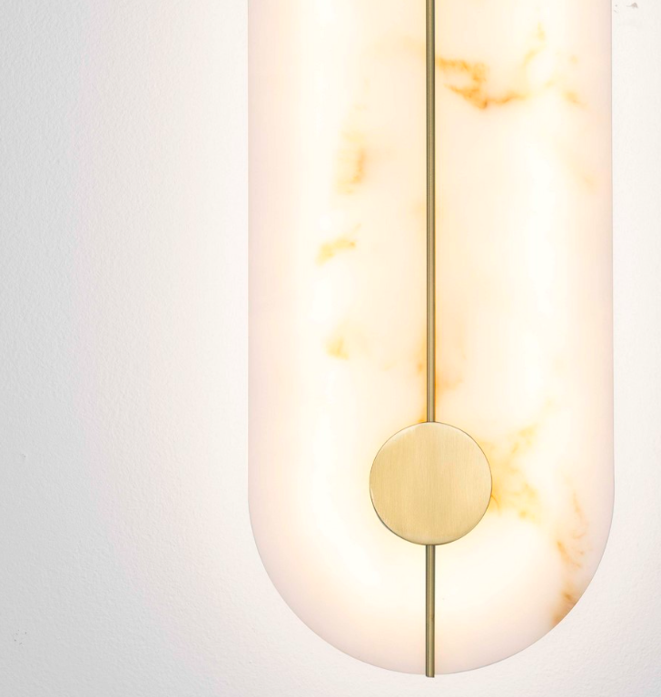 Kinkiet Lunalith 2 w złotym wykończeniu ze szklaną marmurową płytą