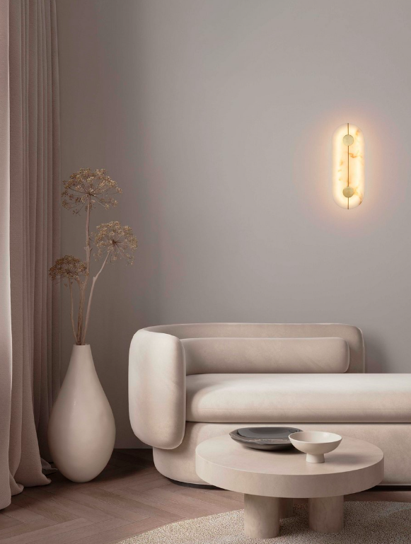 Kinkiet Lunalith 2 w złotym wykończeniu ze szklaną marmurową płytą