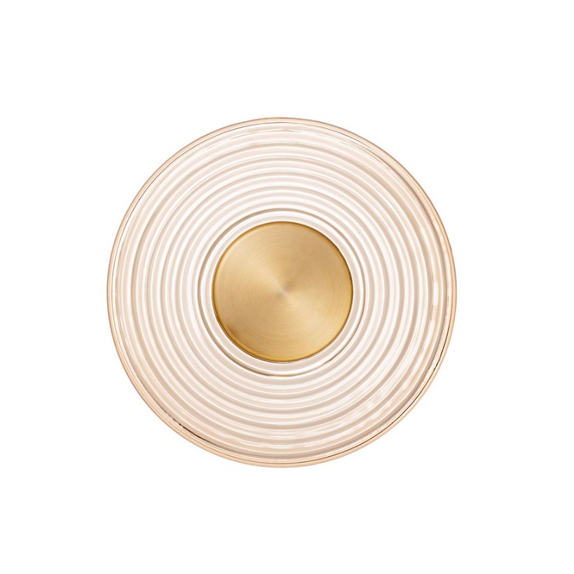 Kinkiet Calbelle w złotym, okrągłym kształcie z elementami art déco