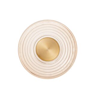 Kinkiet Calbelle w kolorze złotym o okrągłym kształcie z dekoracjami w stylu art déco