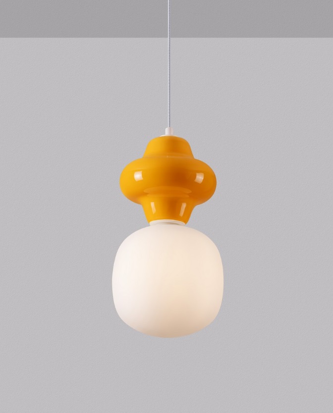 Wisząca lampa Colorella w żółtym kolorze, wykonana z ceramiki