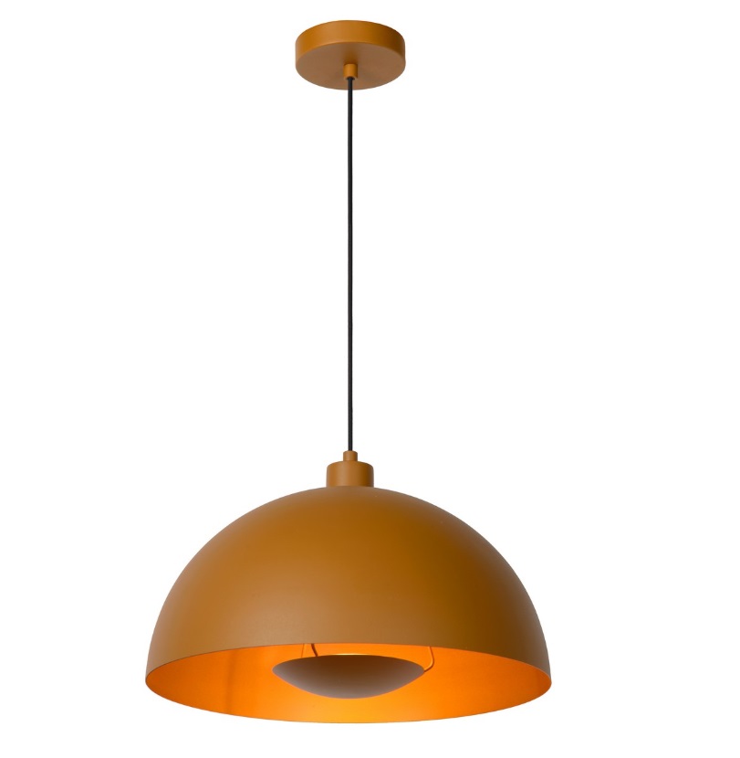 Lampa wisząca Siemon w musztardowym odcieniu do salonu