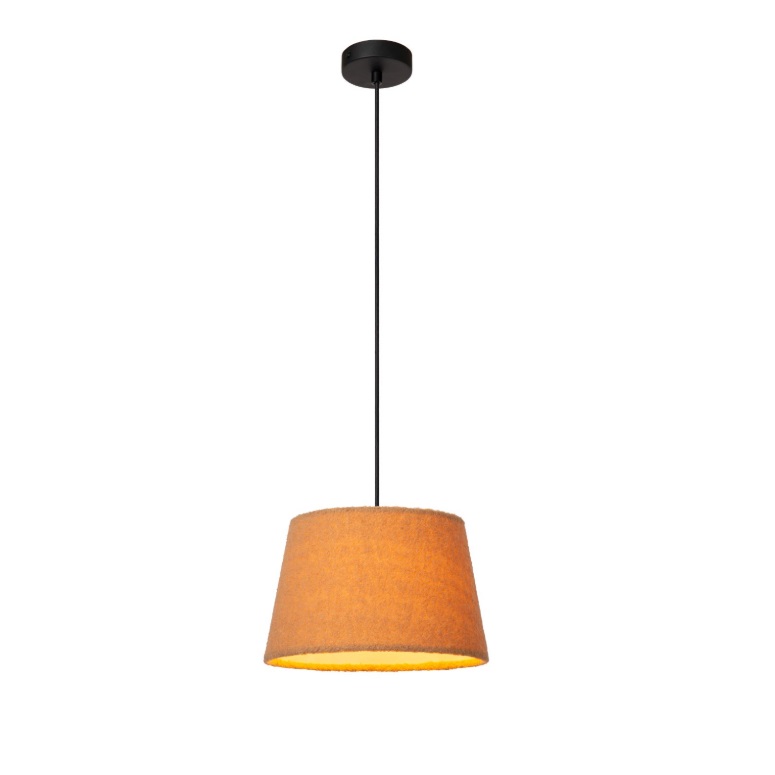 Lampa sufitowa Woolly w żółtym kolorze z puszystym bawełnianym kloszem