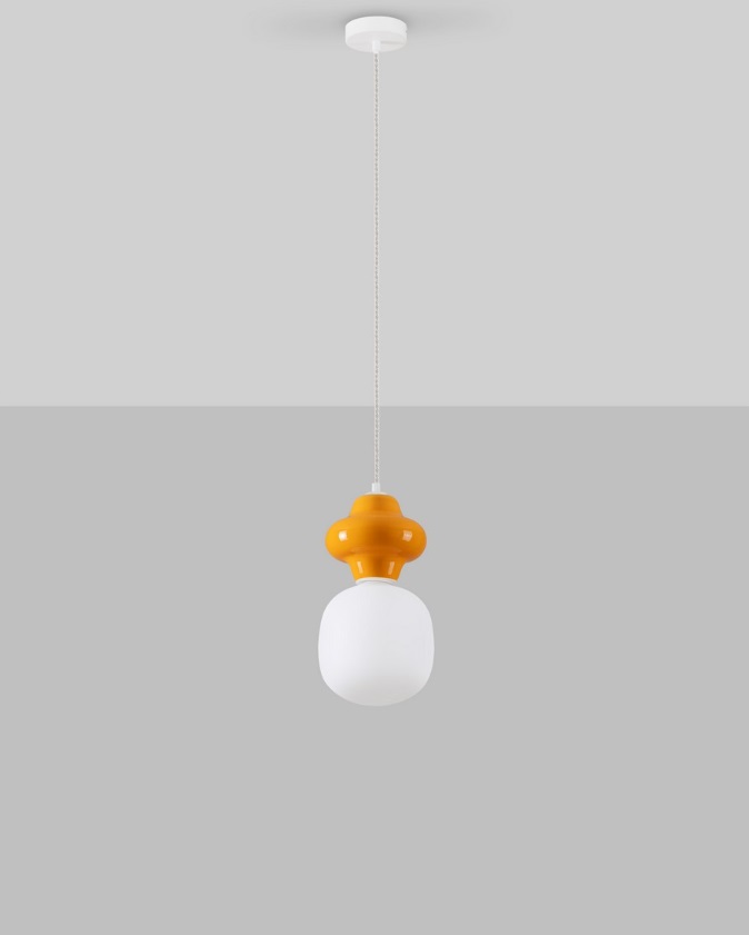 Wisząca lampa Colorella w żółtym kolorze, wykonana z ceramiki