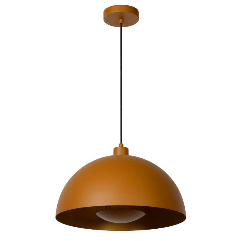 Wisząca lampa sufitowa Siemon w musztardowym kolorze do salonu