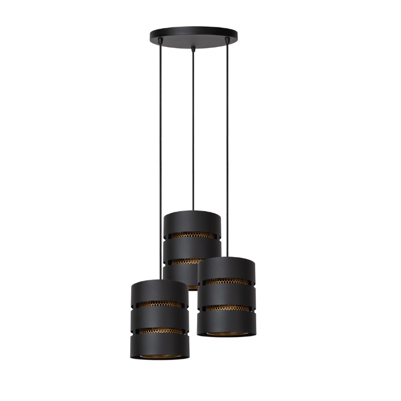 Lampa wisząca Rosas 3 w kolorze czarno-złotym