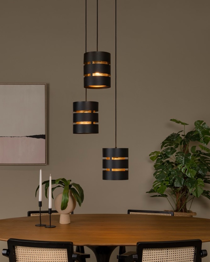 Lampa wisząca Rosas 3 w kolorze czarno-złotym