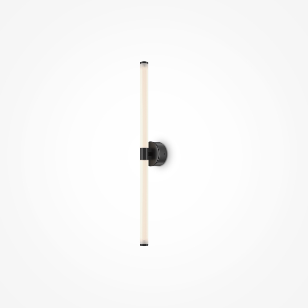 Kinkiet Axis w czarnym wykończeniu z długą mleczną tubą