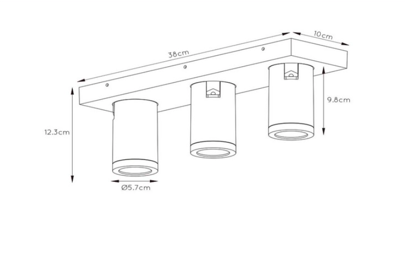 Biała łazienkowa lampa sufitowa Taylor z trzema regulowanymi tubami, odporna na wilgoć IP44