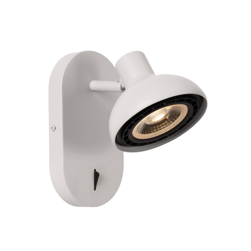 Kinkiet Sensas w kolorze białym z włącznikiem do sypialni