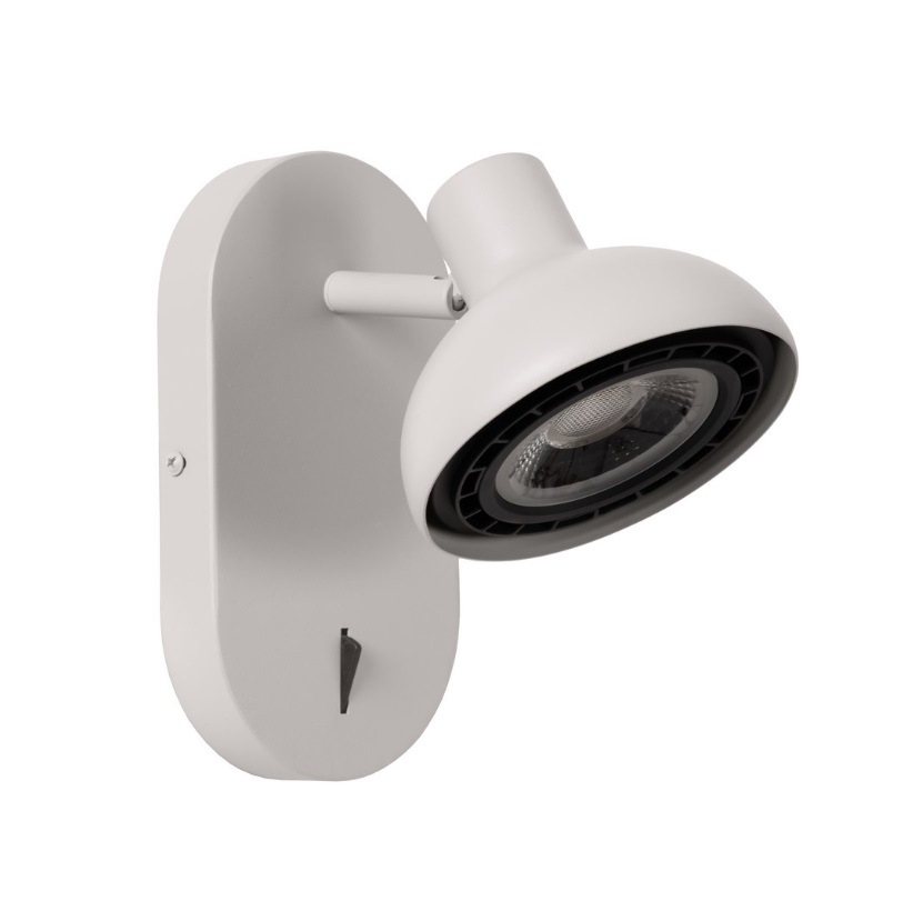 Kinkiet Sensas w kolorze białym z włącznikiem do sypialni