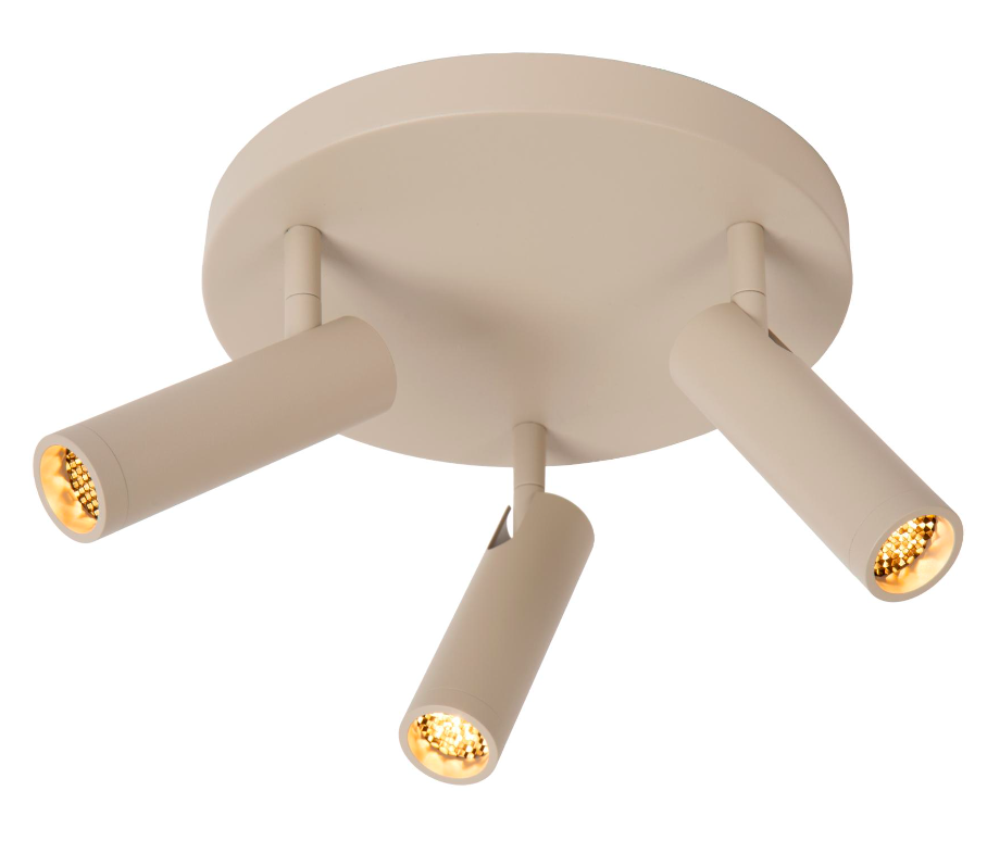 Lampa sufitowa Grado 3 w kolorze beżowym z trzema tubami reflektorowymi