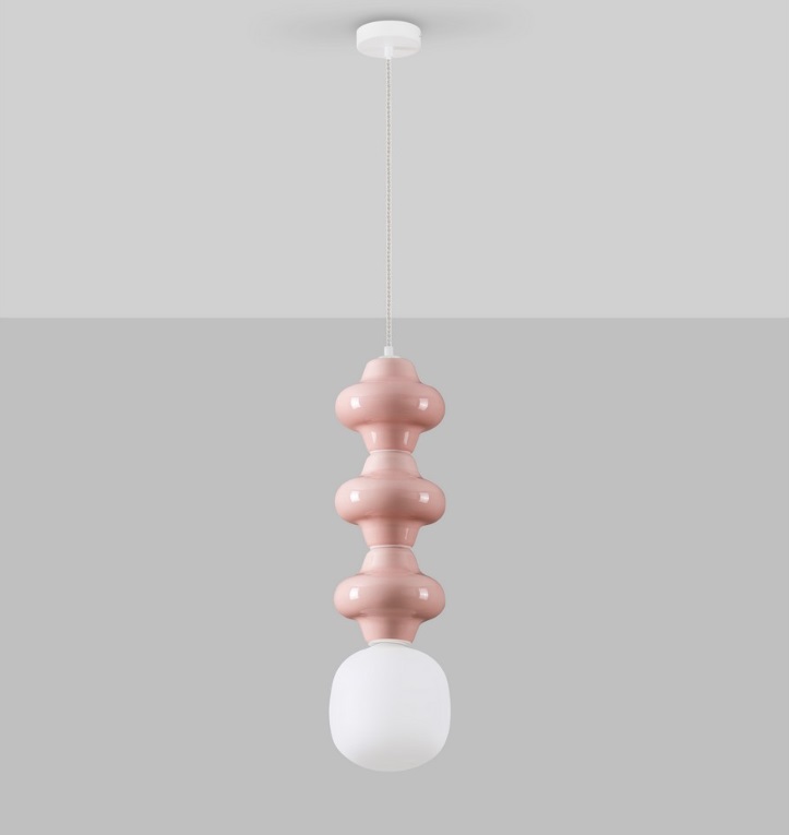 lumigo lampa wiszaca colorella 3 w kolorze rozowym z dekoracyjnym szklem 4