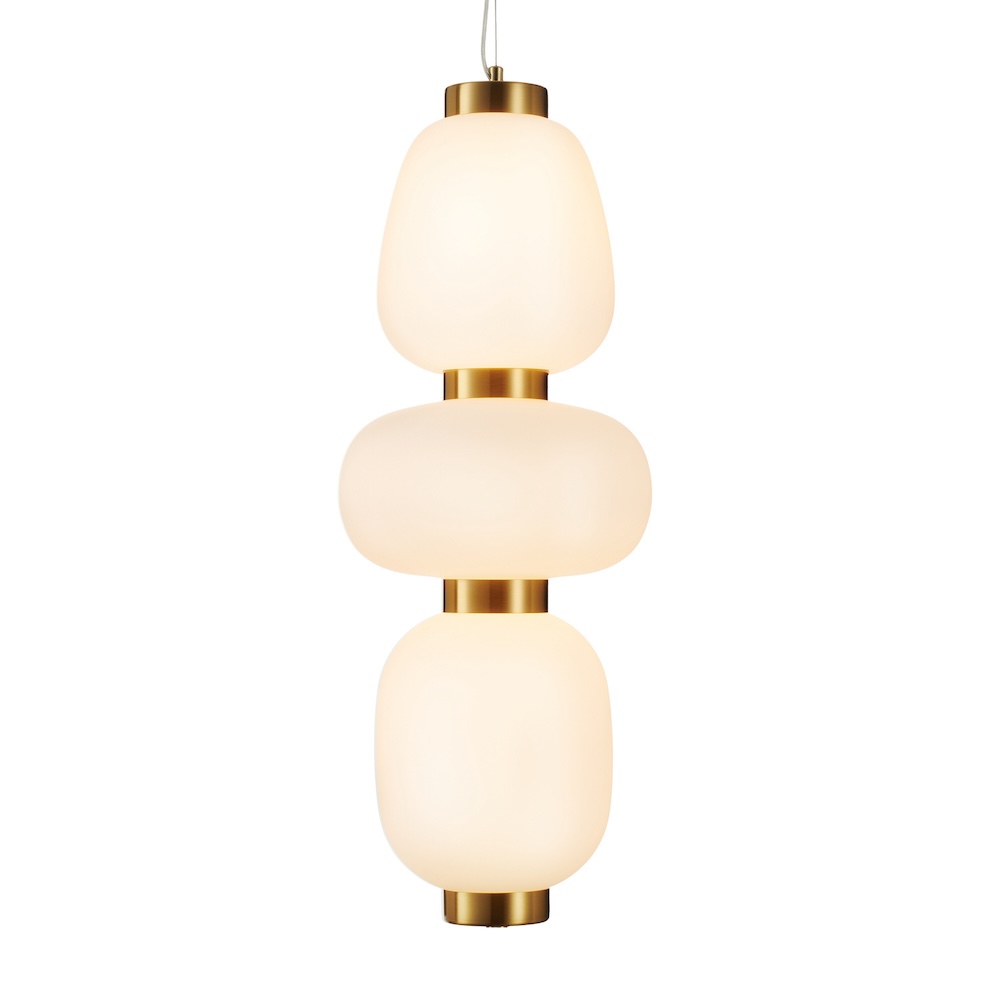 Lampa wisząca LED Brilla 3 podłużna z nieregularnymi szklanymi kloszami