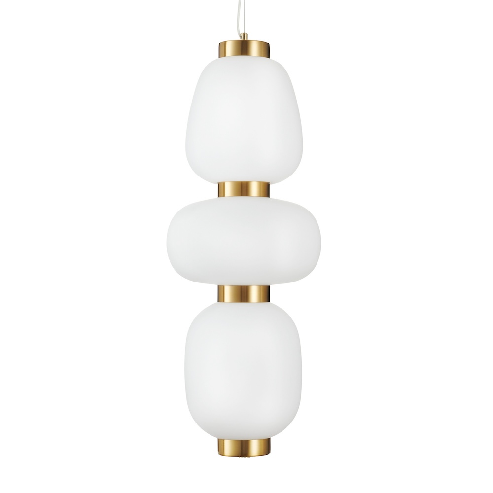 Lampa wisząca LED Brilla 3 podłużna z nieregularnymi szklanymi kloszami