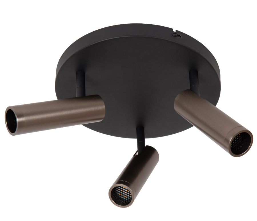 Plafon Grado 3 w kolorach czarnym i brązowym z tubowymi kloszami