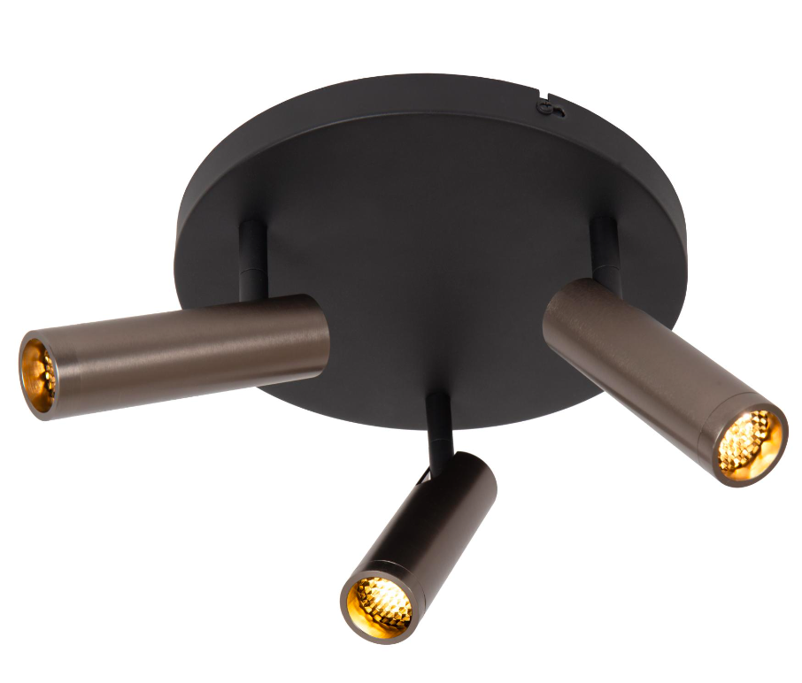 Plafon Grado 3 w kolorach czarnym i brązowym z tubowymi kloszami