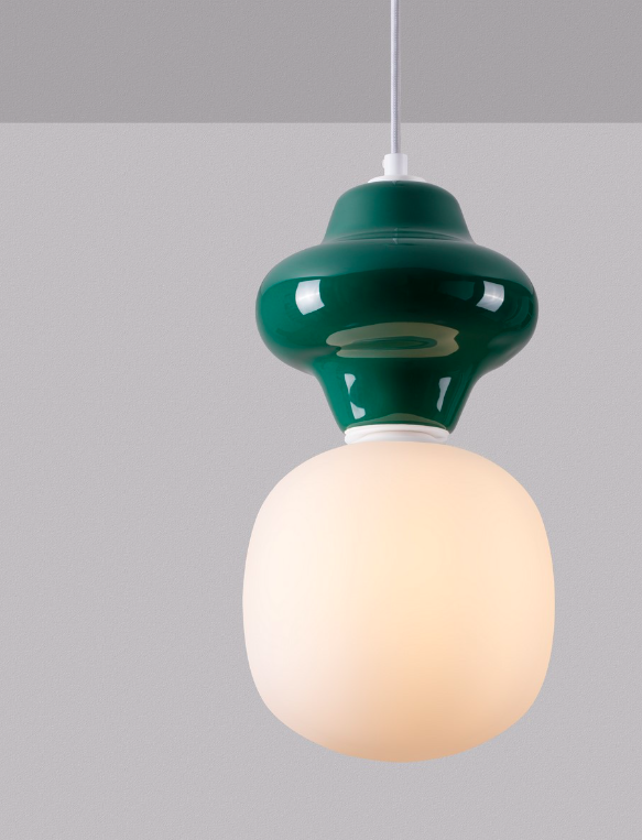 Wisząca lampa ceramiczna Colorella w kolorze ciemnozielonym