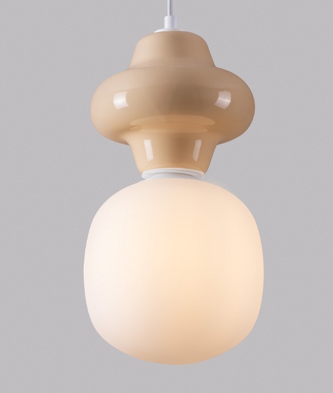 Wisząca lampa Colorella z beżowej ceramiki