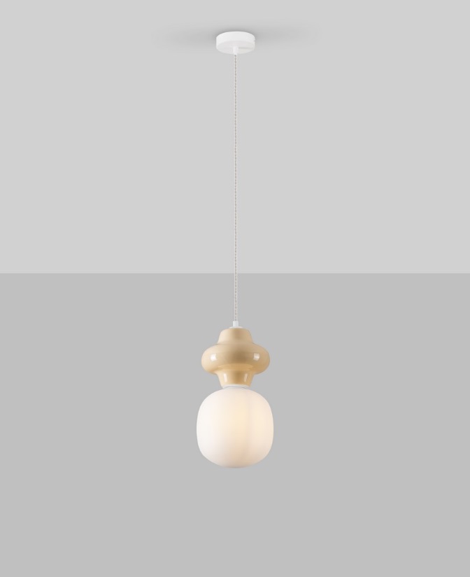 Wisząca lampa Colorella z beżowej ceramiki