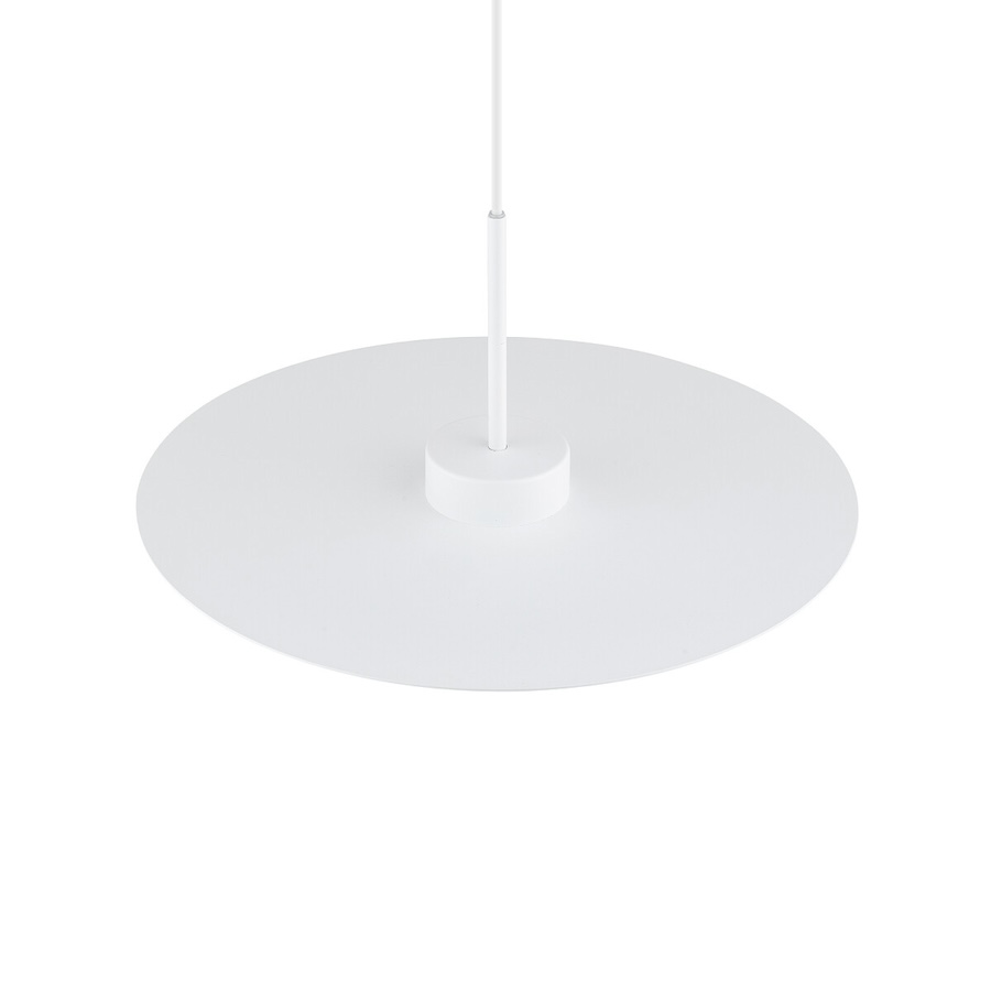 Wisząca lampa Simone w białym kolorze z płaskim kloszem