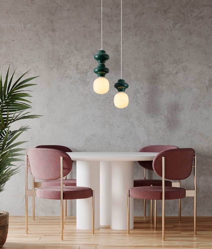 Lampa wisząca Colorella 2 w różowym, pastelowym odcieniu ceramiki