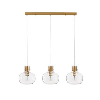 Złota lampa wisząca Mellu 3 z trzema punktami świetlnymi nad wyspę – klasyczny styl