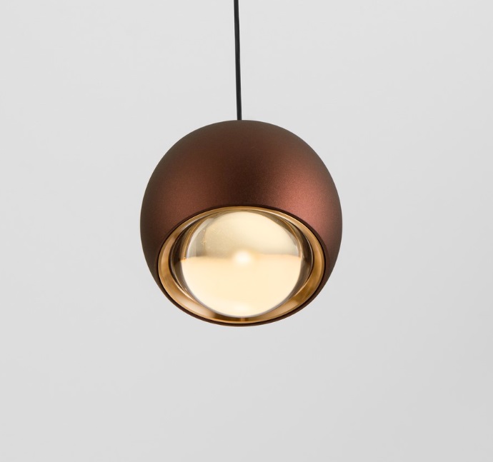 Lampa wisząca Softlin w kolorze brązowym – mała kula LED