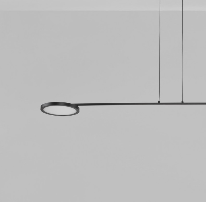 Wisząca lampa Vialto 2 w czarnym kolorze z płaskimi kloszami LED