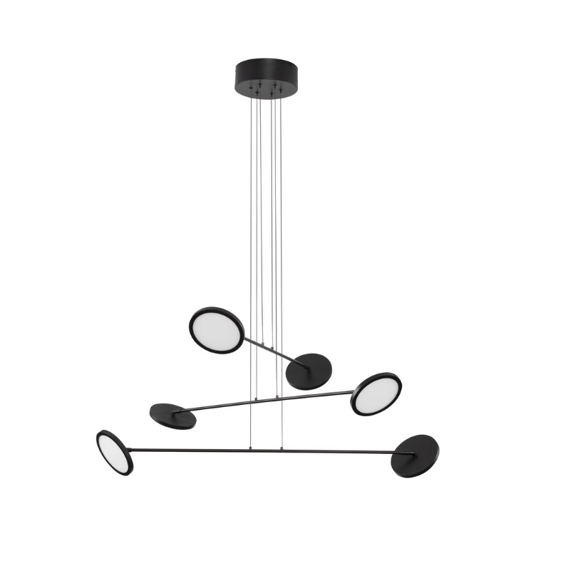 Designerski czarny żyrandol Vialto z dyskami LED 51W